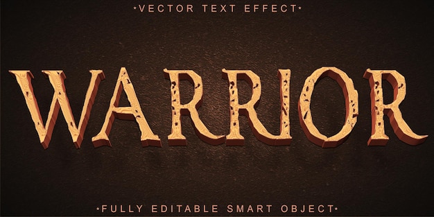 Template de efeito de texto editável de vetor de guerreiro histórico