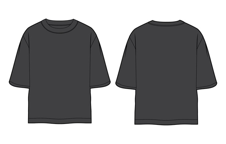 Vetor template de ilustração vetorial de camiseta preta visões dianteira e traseira