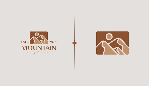 Template de logotipo mountain peak sunburst símbolo premium criativo universal ilustração vetorial símbolo de design mínimo criativo para identidade comercial corporativa