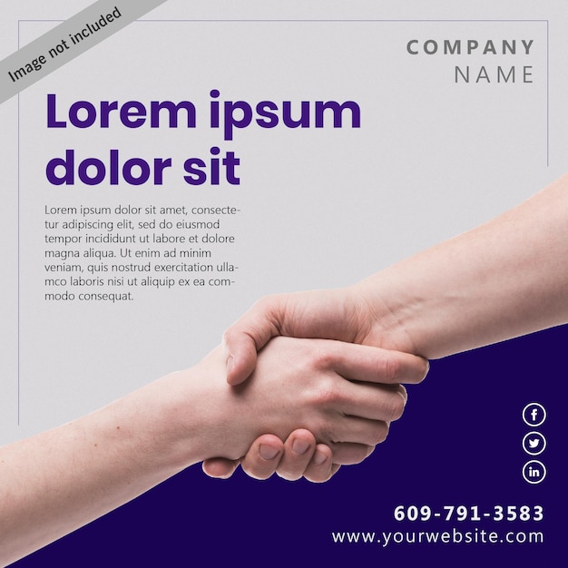 Template de postagem de mídia social corporativa de handshake de marketing digital em webinar ao vivo