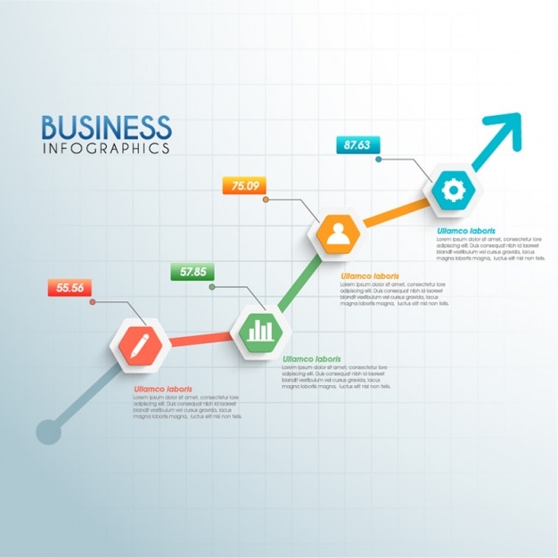 Template infográfico negócio com a seta que cresce acima