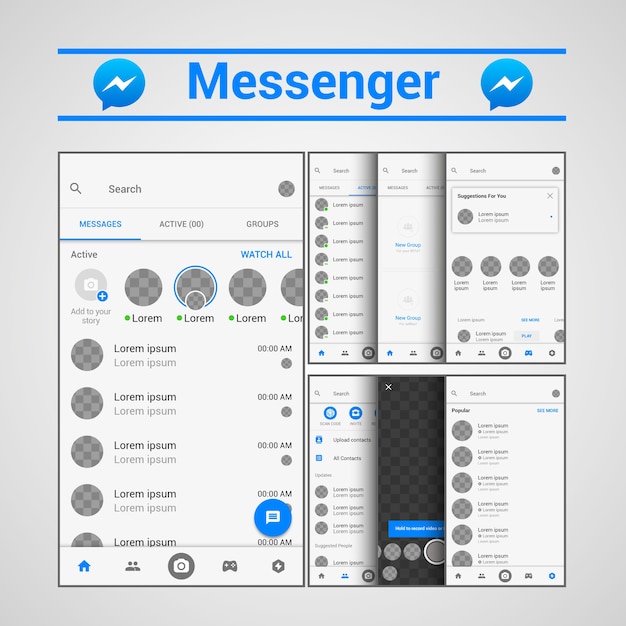 Vetor template messenger ux