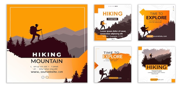 Templates de postagens do Instagram AdventureReady para caminhadas