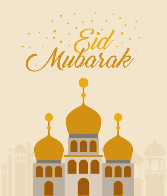 Templo de eid mubarak com design da lua