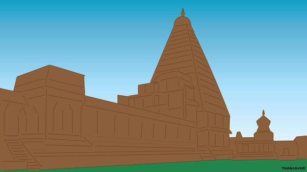 Vetor templo de thanjavur brihadisvara ilustração vetorial de periya kovil