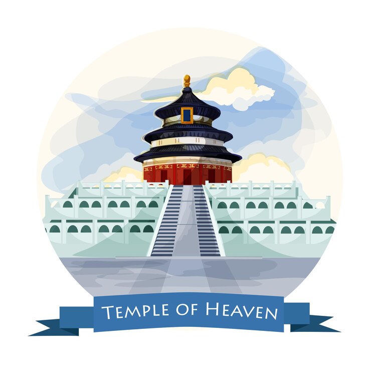 Vetor templo do céu na china. marco histórico do turismo em pequim. símbolo da cultura da arquitetura chinesa