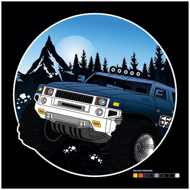 Tempo de caminhada, design de ilustração vetorial de carro off road