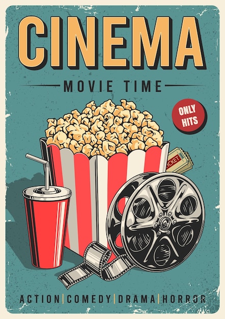 Tempo de cinema, pipocas e bebidas.