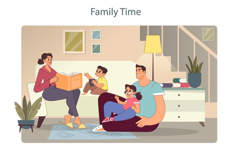 Vetor tempo de família avós mãe pai e crianças comunicação