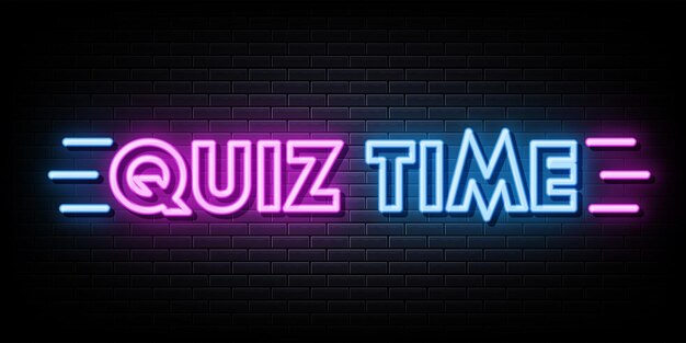 Quiz Neon Sign Vector. Pronto para uma inscrição Quiz néon, modelo de  design, design moderno tendência