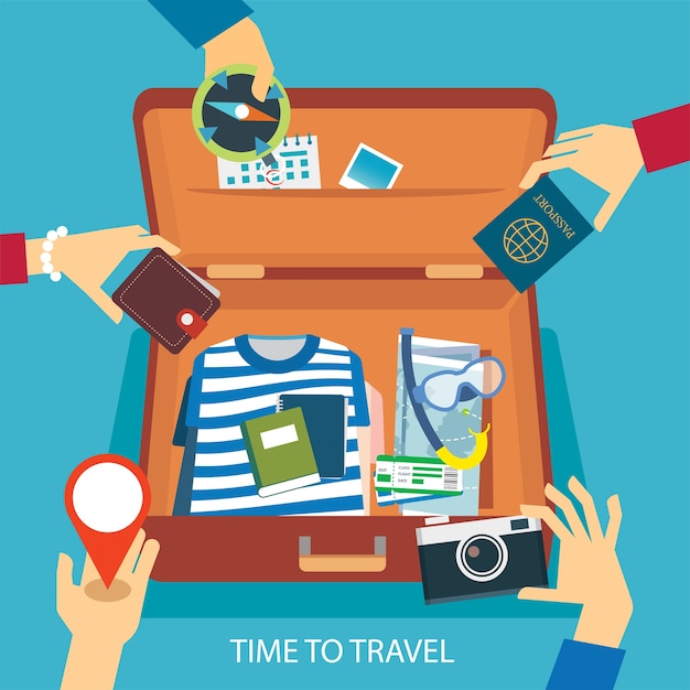 tempo para viajar conceito design plano