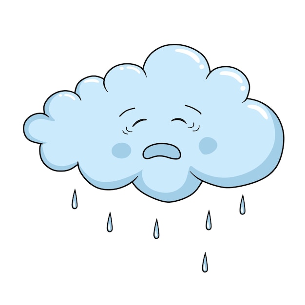 Tempo triste nuvem chuva personagens de desenhos animados