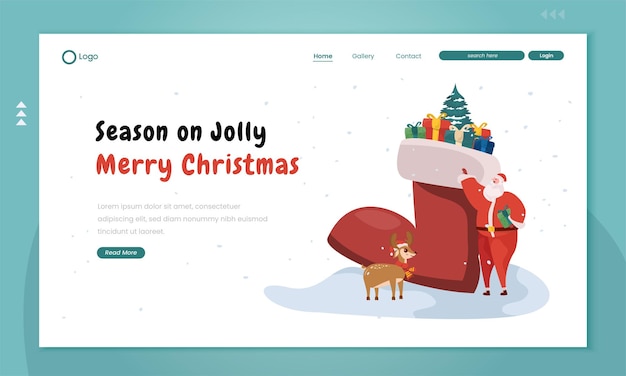 Temporada alegre para saudação de natal no modelo de página inicial