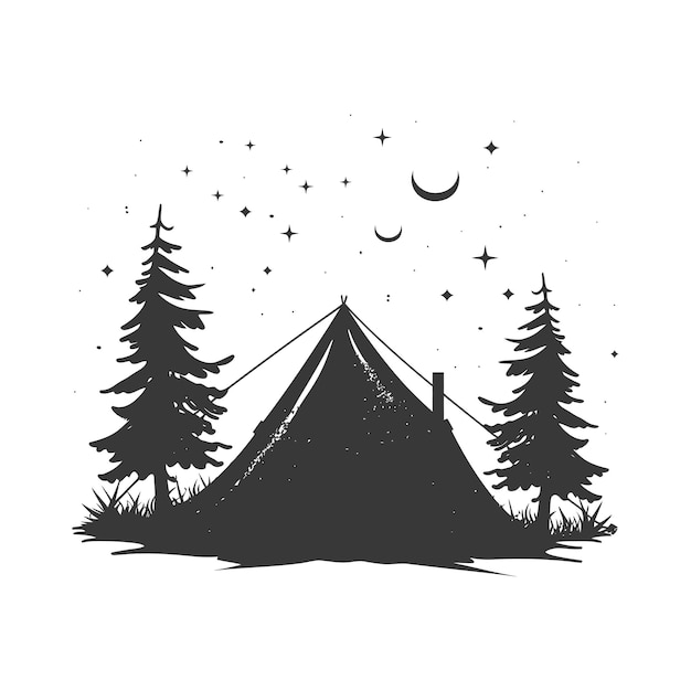 Vetor tenda de acampamento de silhueta só cor preta