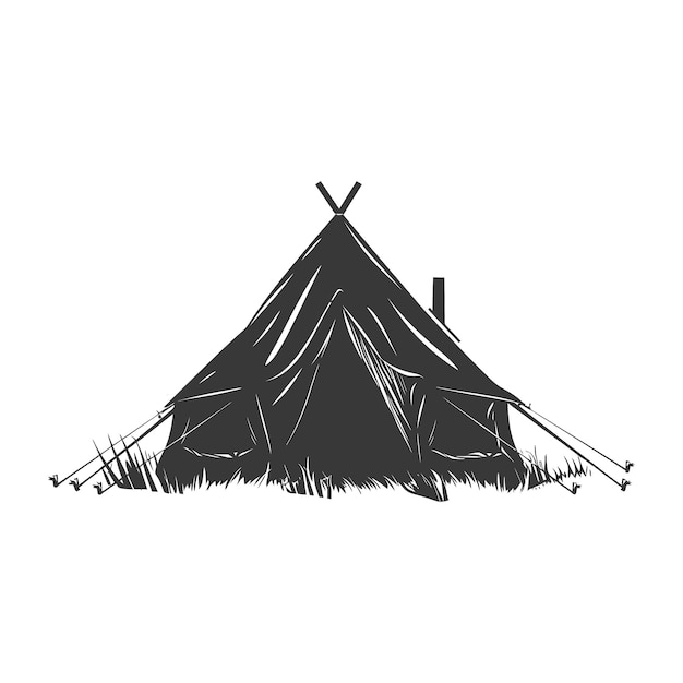 Vetor tenda de acampamento de silhueta só cor preta