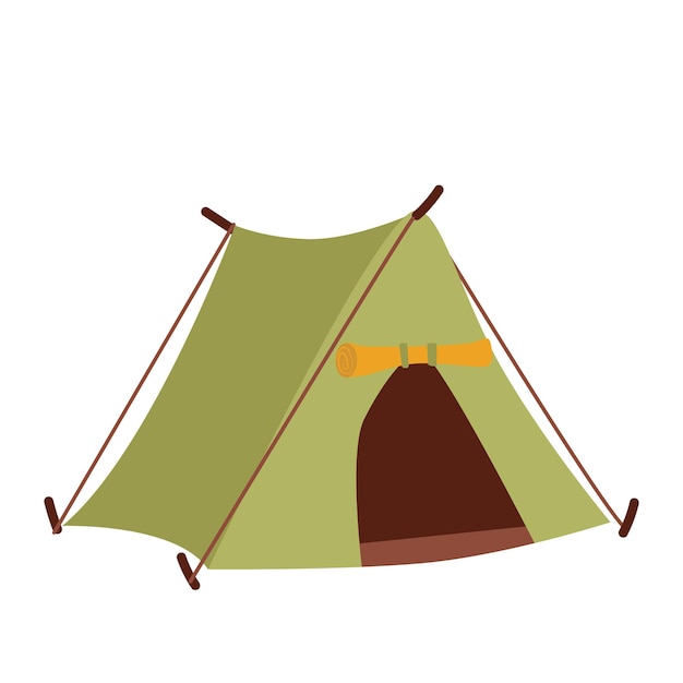 Tenda de acampamento em design plano Acampamento abrigo equipamento de caminhadas Ilustração vetorial isolada