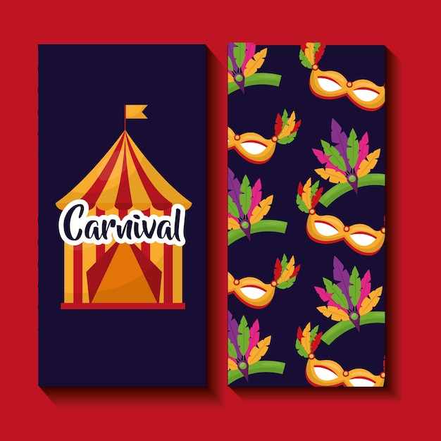 Tenda de carnaval e máscara festival de feira de diversões