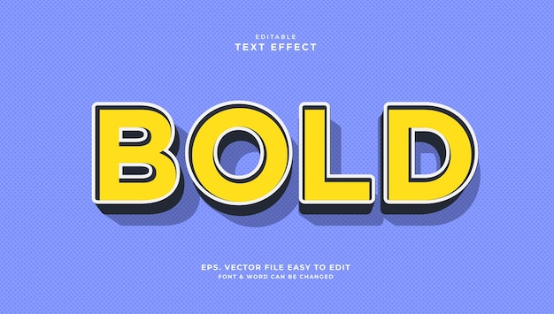 Tendência de efeito de texto 3D em negrito simples e editável