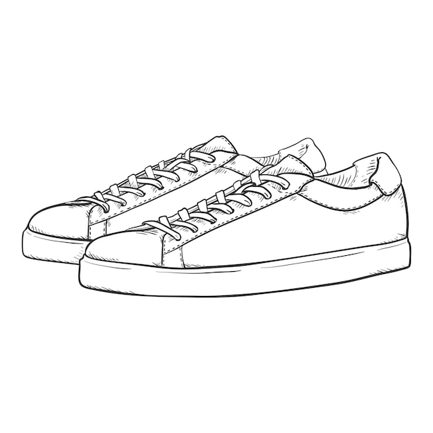 Tênis de esboço vetorial ilustração de sapatos casuais inteligentes