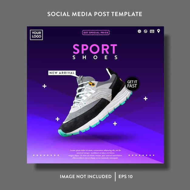 Tênis esportivo promoção de produto venda mídia social post ou modelo de folheto