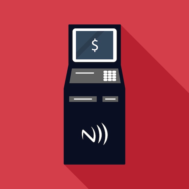 Terminal bancário com ilustração a cores nfc eps 10 ícone de estação de pagamento conceito de pagamento atm