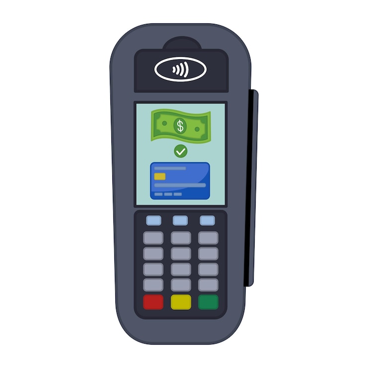 Vetor terminal processa o pagamento do pos