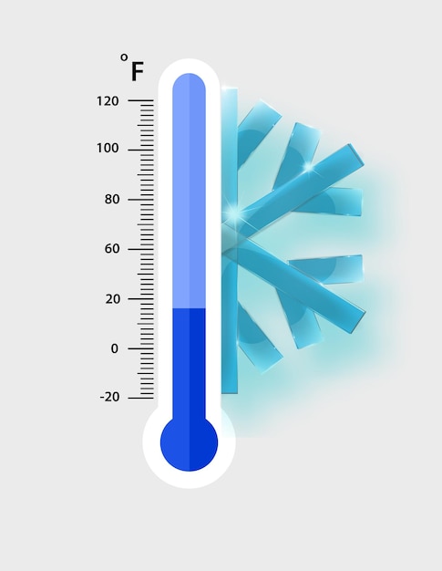 Termômetros de meteorologia fahrenheit medindo equipamentos de termômetro de ilustração vetorial fria mostrando