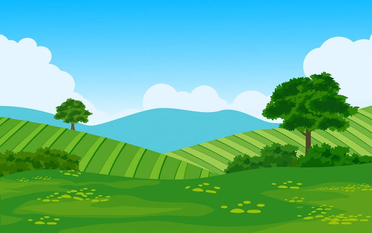 Terras agrícolas na paisagem de vetor de campo