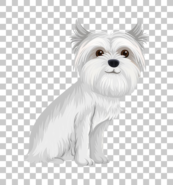 Vetor terrier australiano branco na posição sentada personagem de desenho animado isolada em um fundo transparente