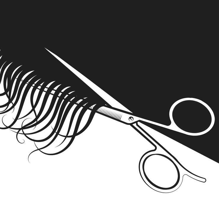 Vetor tesouras de cabeleireiro para cortar fechaduras de design de cabelo