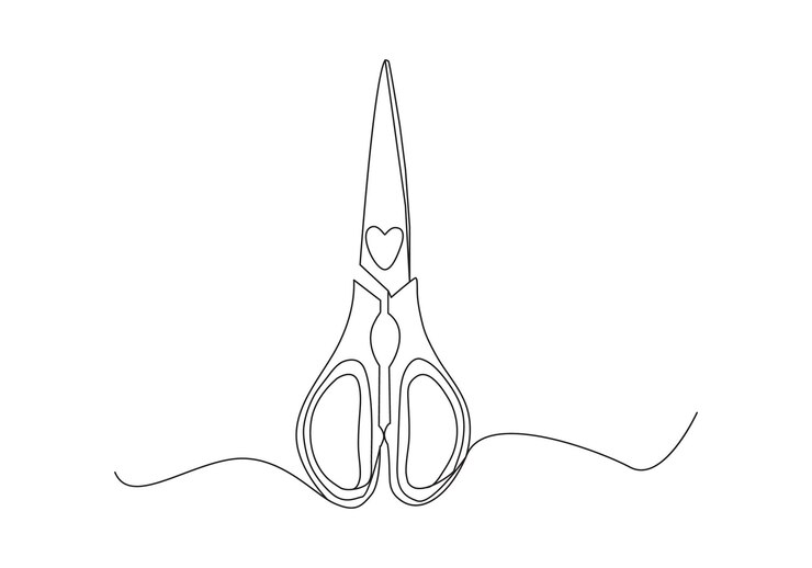 Vetor tesouras em desenho contínuo de uma linha desenho de estilo de linha única design minimalista