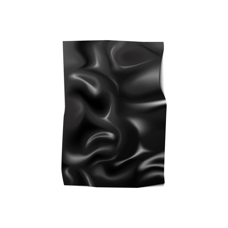 Vetor tesouro de látex preto com textura de cetim páginas em branco 3d com dobras de material elástico
