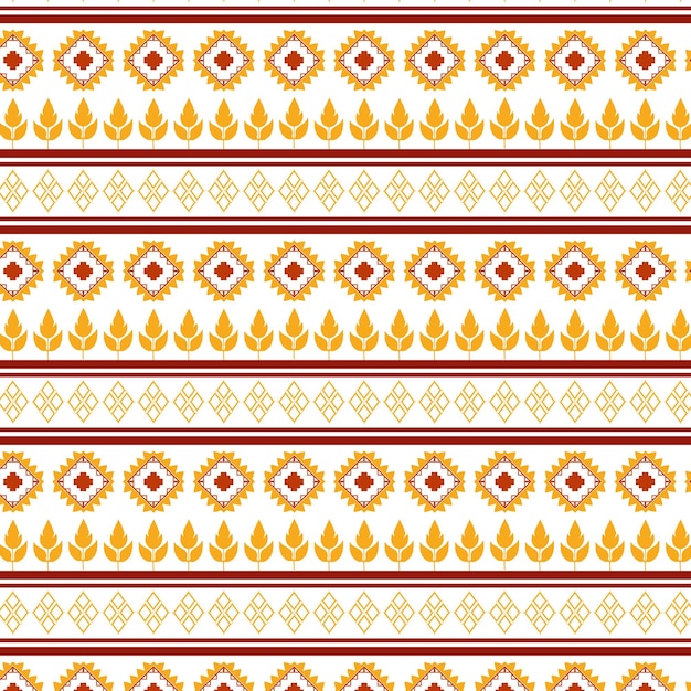 Tesouro tradicional tribal batik etnico ikat floral padrão sem costura folhas verdes vetor geométrico