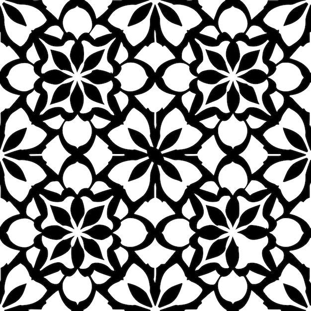 Tesselação geométrica em preto e branco vector de padrão repetido sem costura
