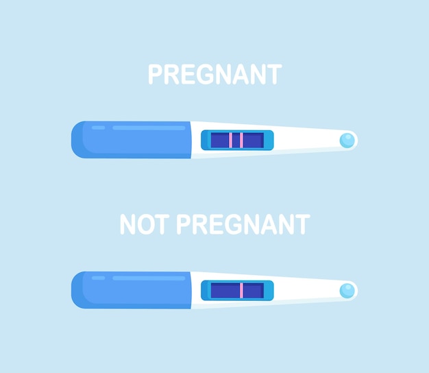 Teste de gravidez ou ovulação positivo e negativo com duas e uma tiras. sistema reprodutivo feminino, planejamento da gravidez. ginecologia. bastão de urina