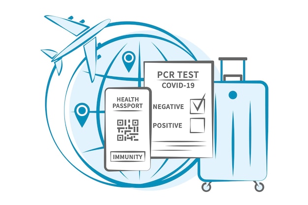 Teste de pcr negativo para passaporte imune digital de coronavírus para viajantes de voo