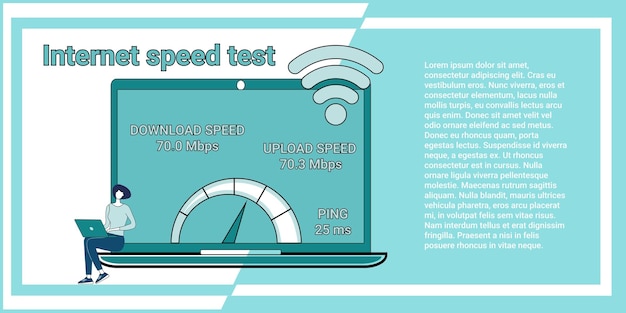 Vetor teste de velocidade da internet medição do modo de velocidade da transmissão da internet