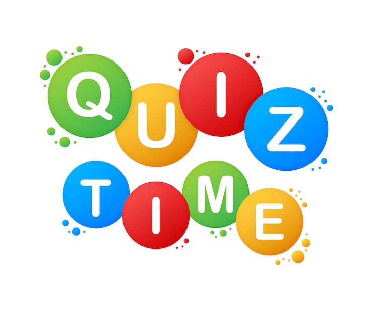 Vetor teste o logotipo do tempo com símbolos de bolha do discurso, conceito de programa de questionário cantar, botão de tempo do questionário, concurso de perguntas.