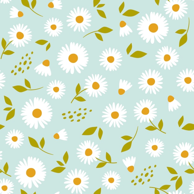 Teste padrão floral com camomila Teste padrão bonito com flores pequenas.