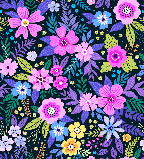Teste padrão floral elegante em pequenas flores coloridas. Estilo Liberty. Fundo sem costura floral para estampas de moda. Impressão Ditsy. Textura perfeita. Buquê de primavera.