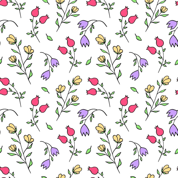 Teste padrão floral plano de fundo transparente com vetor de flores multicoloridas