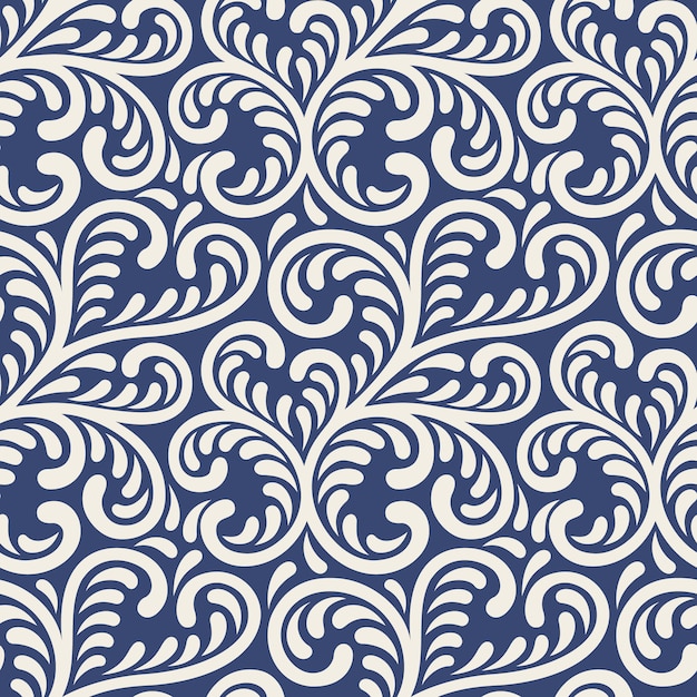 Teste padrão floral sem costura ornamento. ilustração abstrata elegante sobre fundo azul.