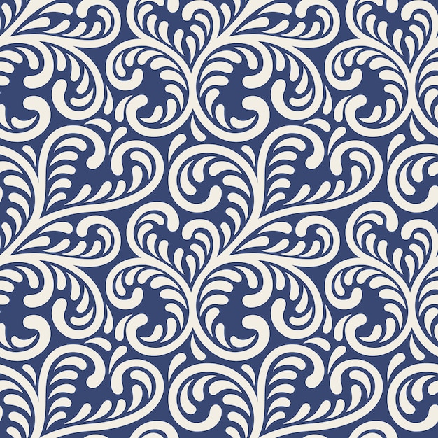 Vetor teste padrão floral sem costura ornamento. ilustração abstrata elegante sobre fundo azul.