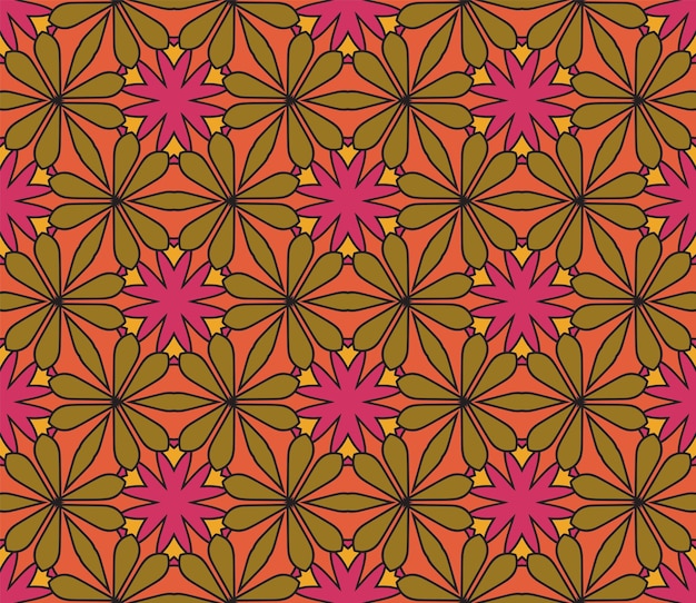 Teste padrão sem emenda da flor geométrica do doodle colorido abstrato. fundo floral. mosaico, geo telha