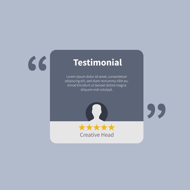 Testimonial para fundo de cor cinza profissional