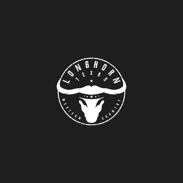 Texas longhorn, country western bull gado vintage label logo design