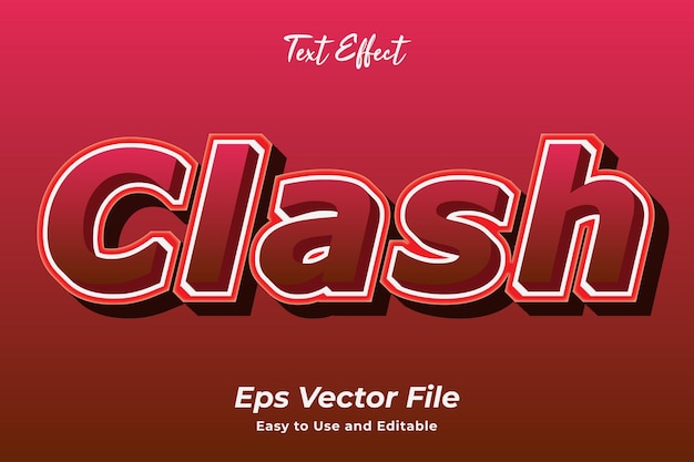 Text effect clash fácil de usar e editável em vetor premium