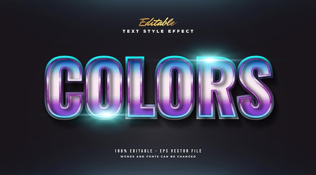 Texto colorido em negrito em estilo moderno e futurista com efeito brilhante