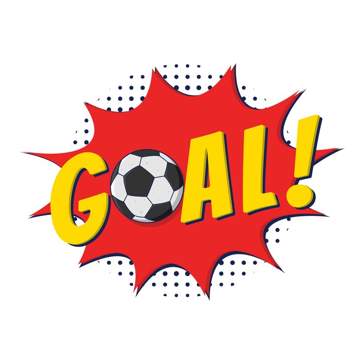 Vetor texto cômico de gol isolado em fundo branco esporte de futebol bola de futebal bolha de fala de texto cômico