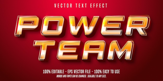 Texto da equipe poderosa, efeito de texto editável de estilo esportivo